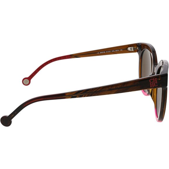 Carolina Herrera Women's Round Brown Horn Sunglasses - Picture 2 of 3